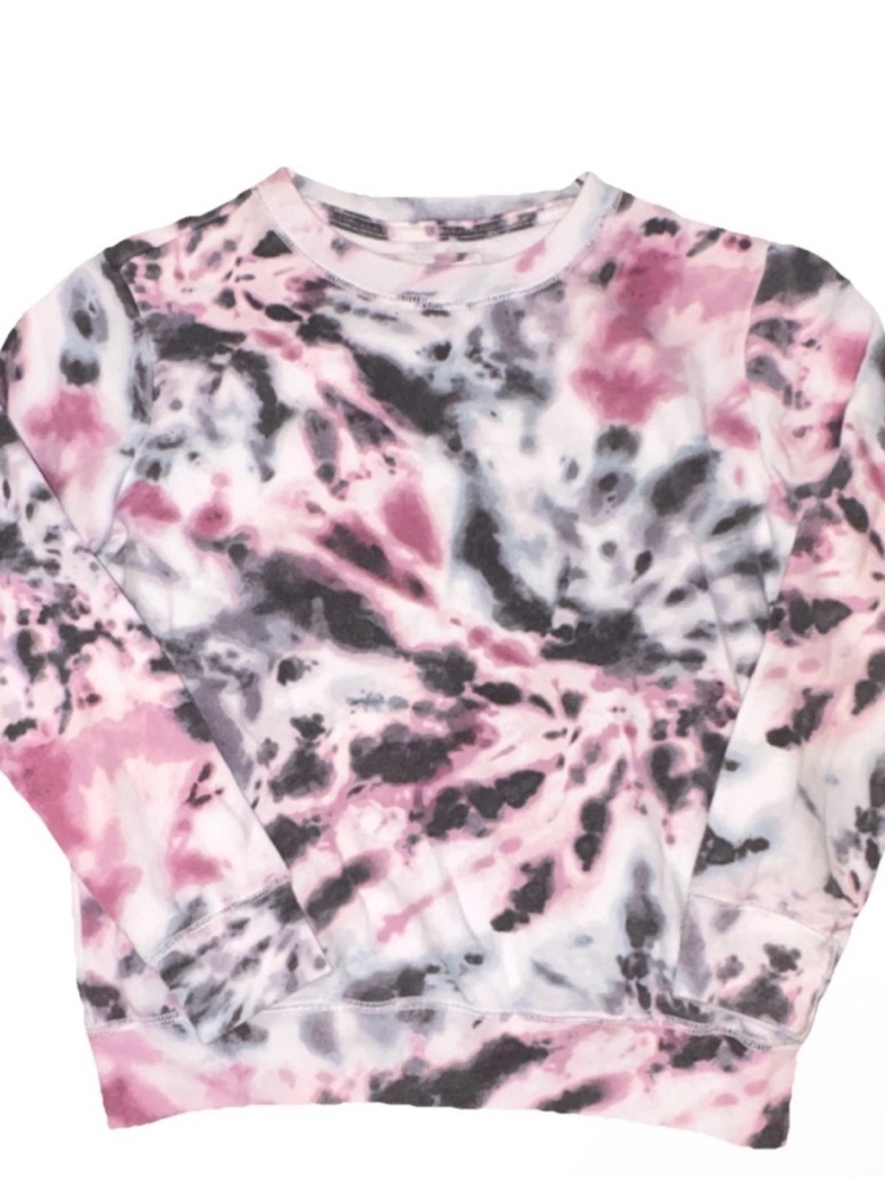 Abercrombie Kids Pink & Black Tie-Dye Crewneck Sweatshirt Girls Size 11/12